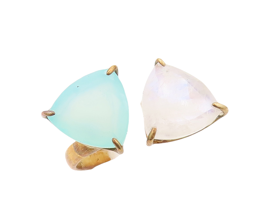 925 Sterling Silver Vintage Ring Gold Plated White Blue Gemstones Sz 8.5 RG29682