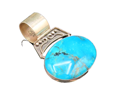 DTR JAY KING 925 Silver  Vintage Swirl & Bead Detail Turquoise Pendant PT21773