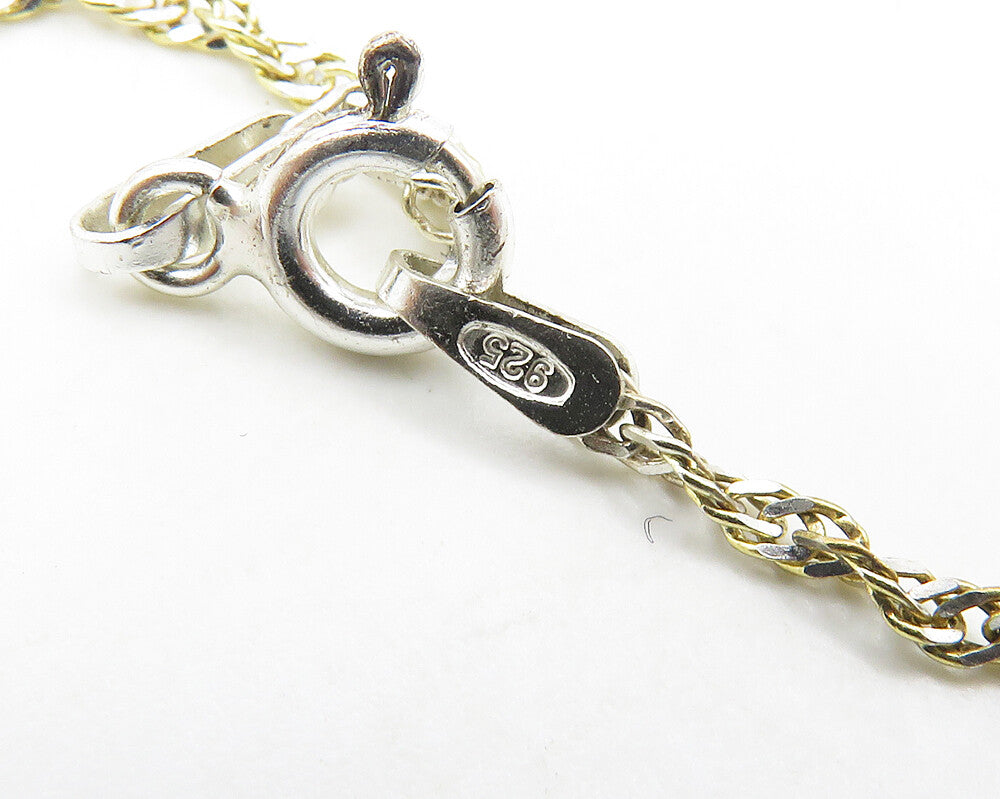 925 Sterling Silver  Shiny Genuine Diamond Two Tone Chain Necklace  NE2795