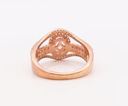 925 Sterling Silver Vintage Ring Rose Gold Plated Pink White Topaz Sz 7 RG29929