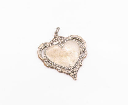 TOWLE 925 Silver  Vintage Antique Floral Swirl Love Heart Pendant  PT21020