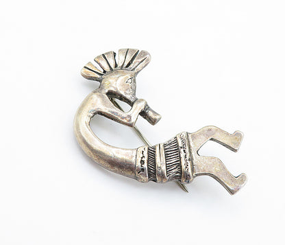 GLENN SANDOVAL NAVAJO 925 Silver  Vintage Kokopelli Dancer Brooch Pin  BP2813