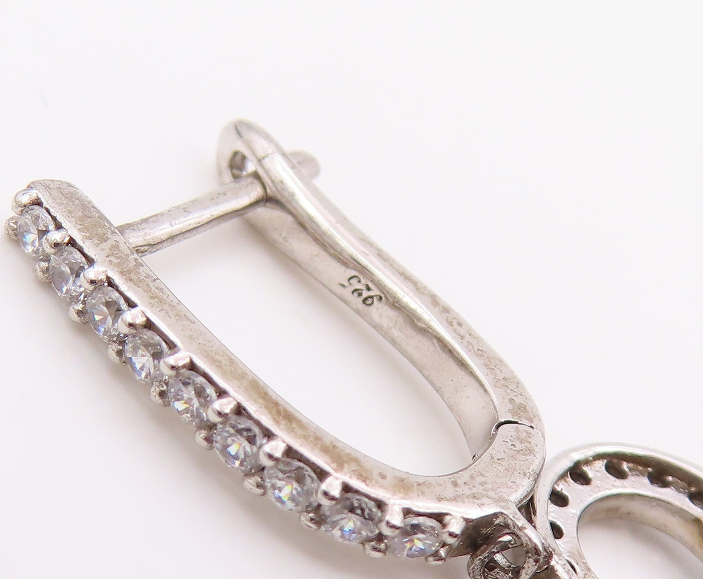 925 Sterling Silver Vintage Earrings CZ Multi Circle Chandelier Drop  EG14229