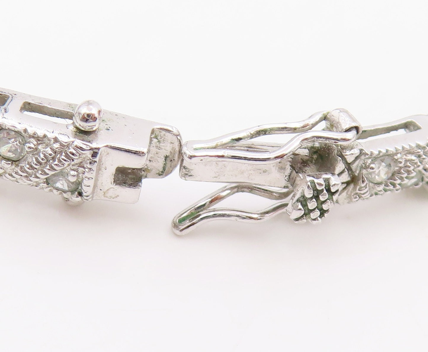 925 Sterling Silver Vintage Bracelet Multi Gemstone Geometric Panel Link BT11692