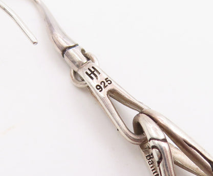 925 Sterling Silver Vintage Earrings JOHN HARDY Bamboo Loop Linear Drop  EG14484