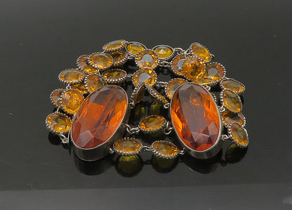 925 Sterling Silver Vintage Citrine Multi Strand Chain Bracelet BT8870