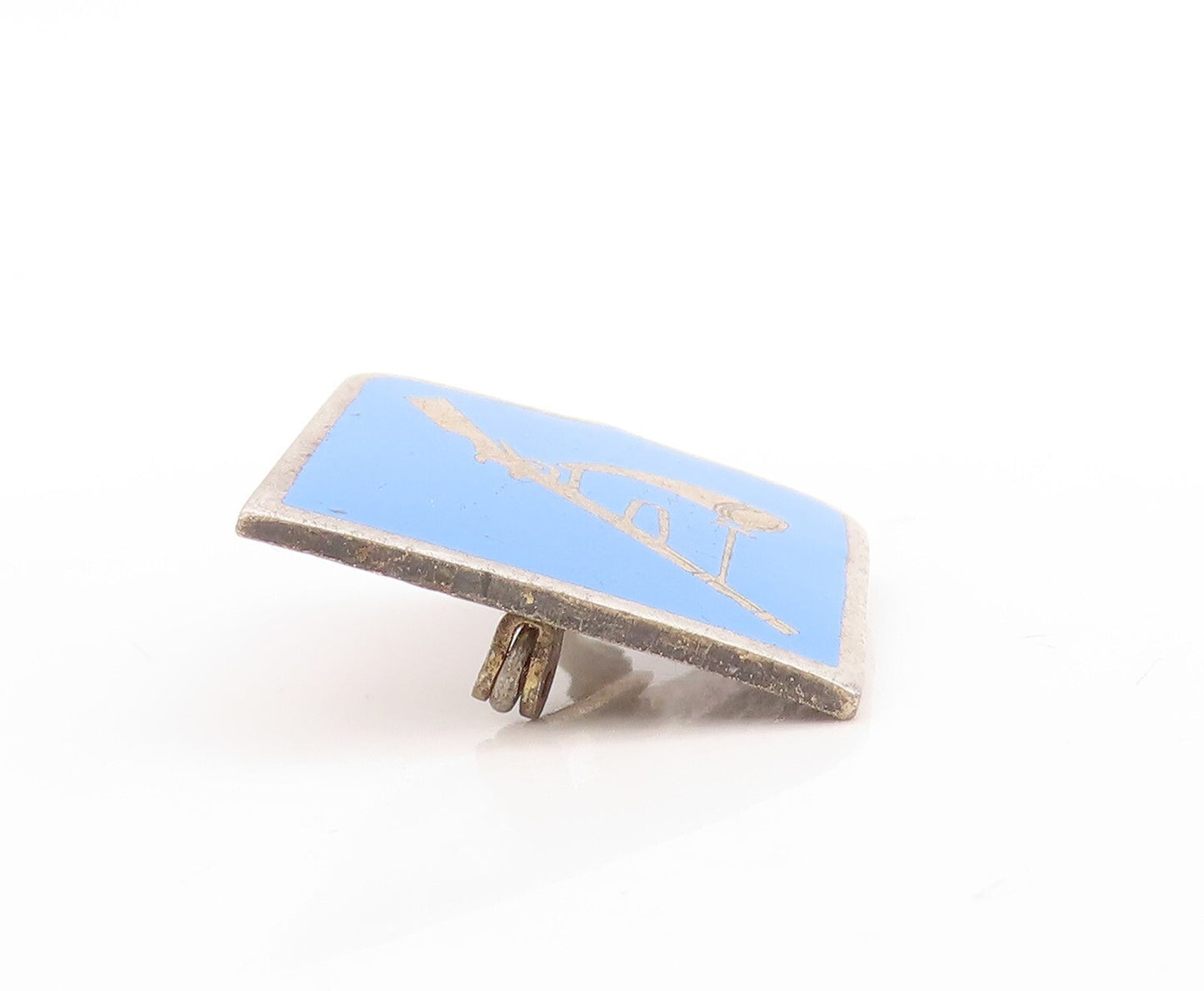 925 Sterling Silver Vintage Brooch Pin Minimalist Enameled Gun  BP11436