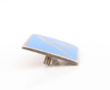 925 Sterling Silver Vintage Brooch Pin Minimalist Enameled Gun  BP11436