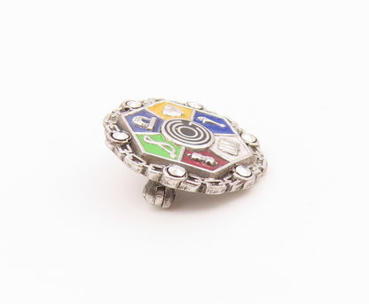 925 Sterling Silver  Vintage Petite Enamel Detail Brooch Pin  BP7914