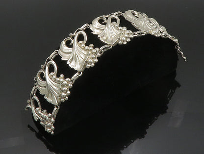 VIKINGCRAFT 925 Silver  Vintage Shiny Leaf Vine & Grapes Bracelet  BT9357
