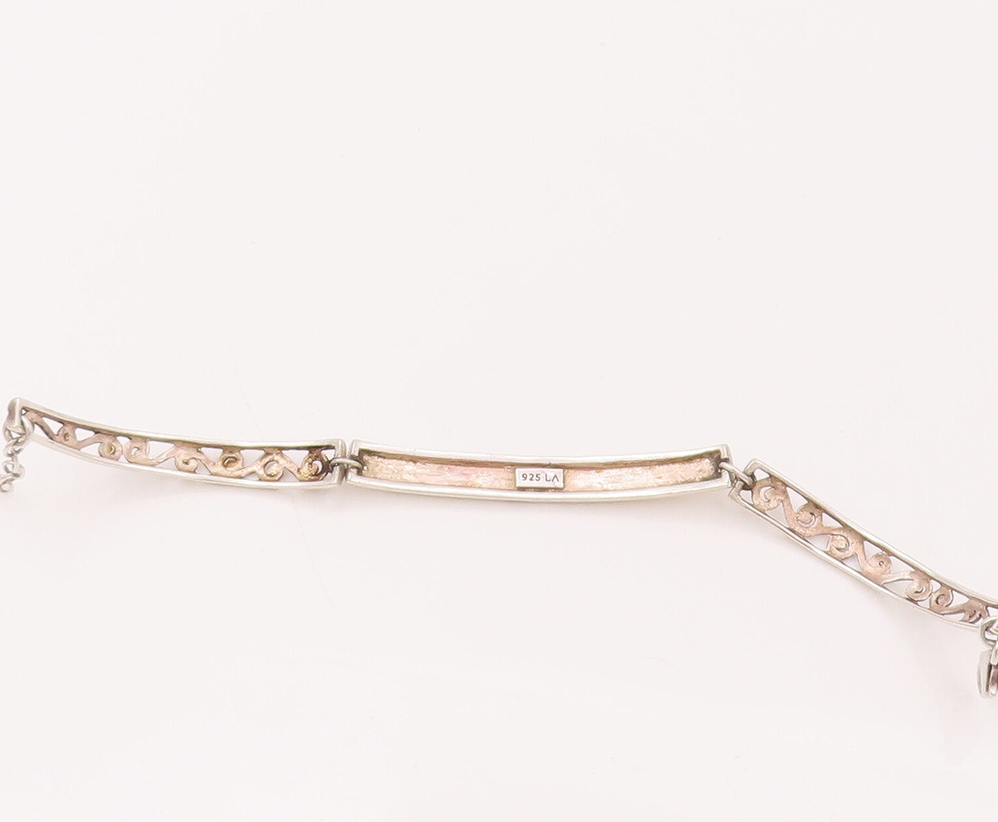 LA 925 Sterling Silver  Vintage Live Laugh Love Swirly Cutout Bracelet BT9875