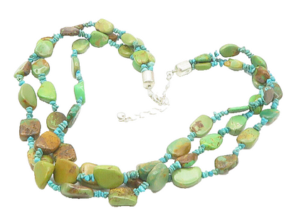DTR JAY KING 925 Silver  Vintage Heavy Turquoise Beaded Chain Necklace  NE2928