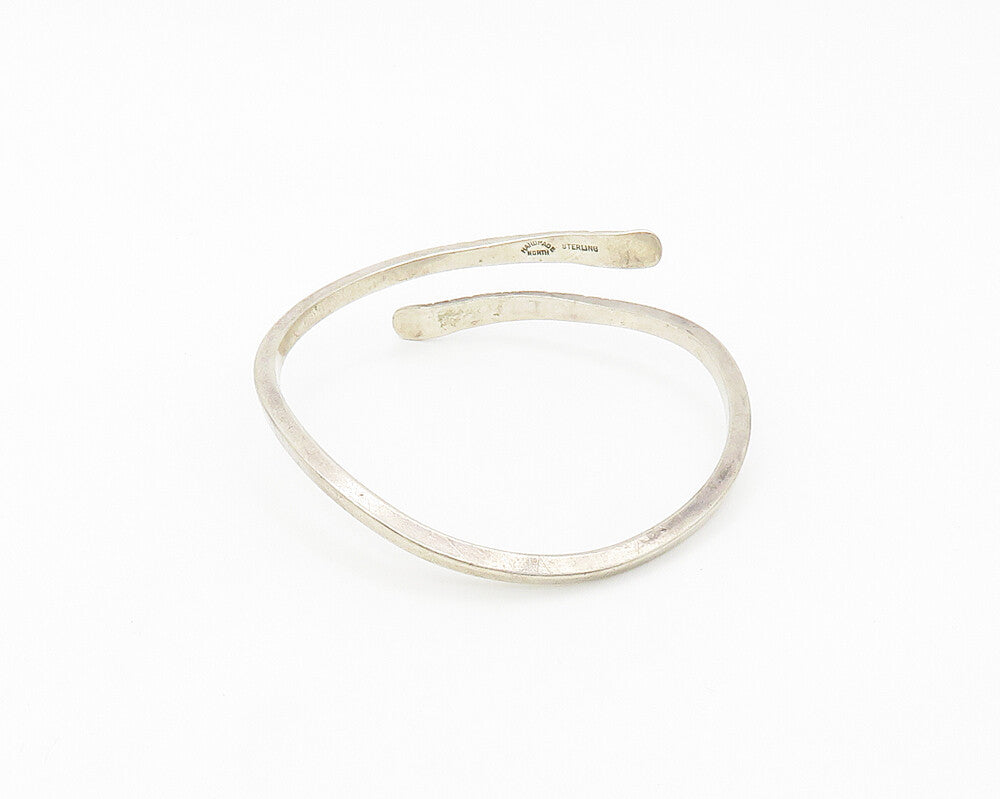 NORTH 925 Sterling Silver  Vintage Handmade Bypass Cuff Bracelet  BT7149