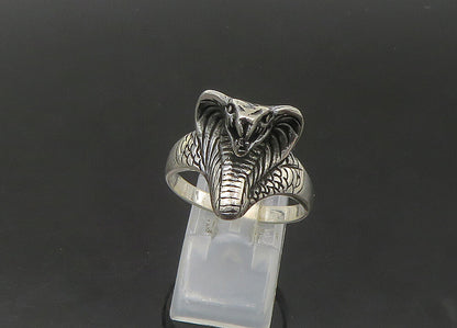 925 Sterling Silver  Vintage Cobra Snake Head Large Band Ring Sz 12  RG22311