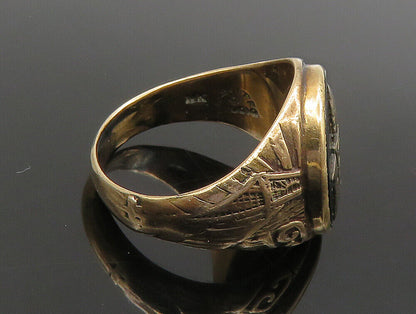 10K GOLD  Vintage Antique Black Enamel Signet Band Ring Sz 6  GR287