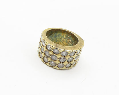 925 Sterling Silver  Vintage Cubic Zirconia Gold Plated Band Ring Sz 6 RG18227