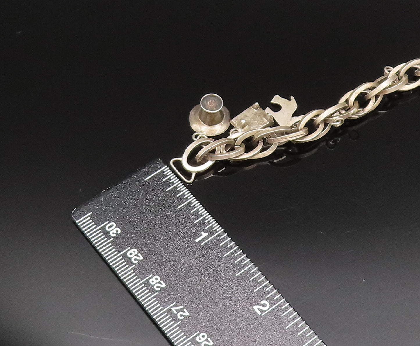 925 Silver  Vintage Bucket Pistol Spoon Dog & Multi Charm Bracelet  BT9496