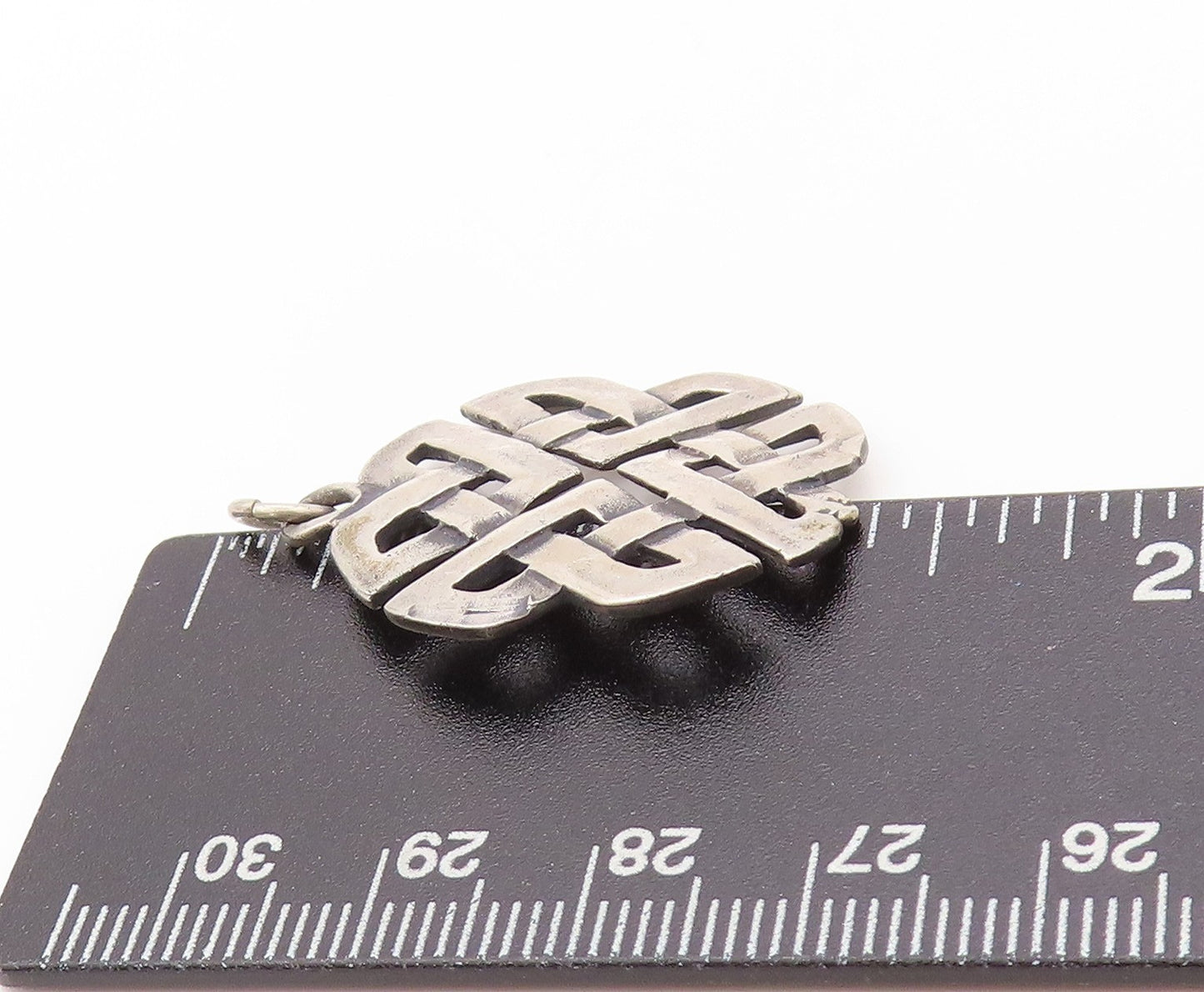 925 Sterling Silver Vintage Pendant Cutout Circle Of Celtic Knots PT24179