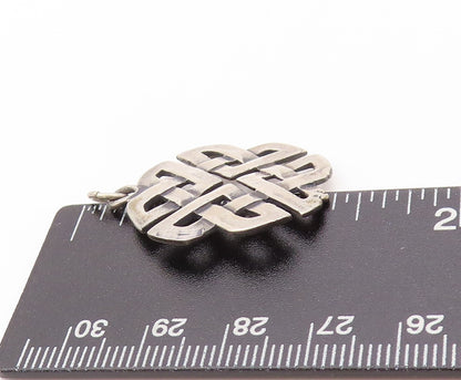 925 Sterling Silver Vintage Pendant Cutout Circle Of Celtic Knots PT24179