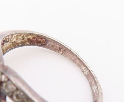 925 Sterling Silver Vintage Ring CZ Intertwined Love Knot Band  Sz 7  RG34459