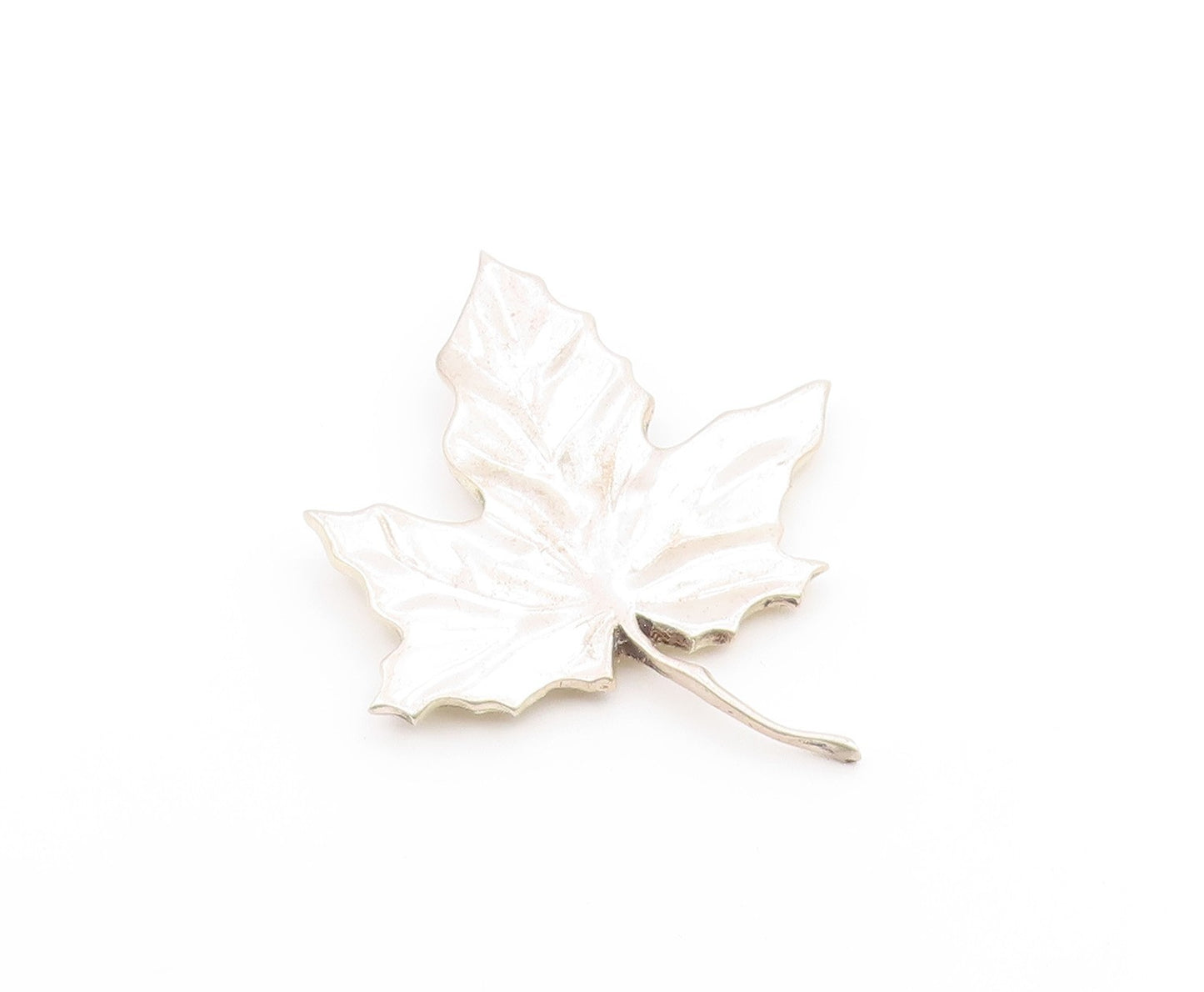 MMA 925 Sterling Silver  Vintage Modernist Single Leaf Brooch Pin  BP9451