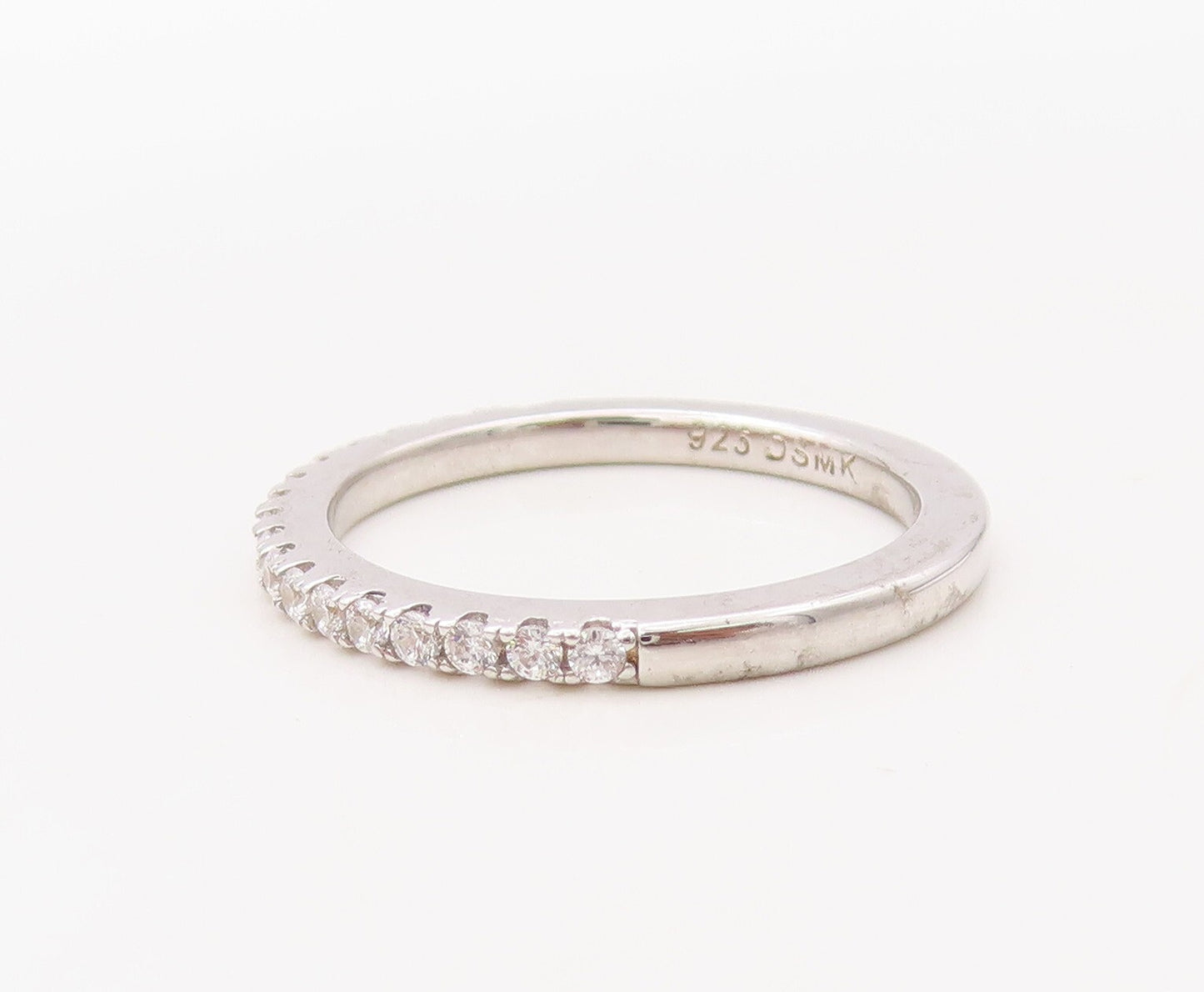 925 Sterling Silver Vintage Ring Designer Sapphire & CZ Stackable  Sz 7  RG30690