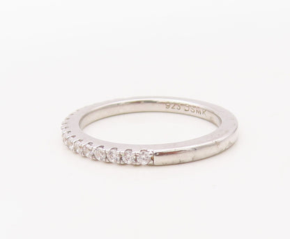 925 Sterling Silver Vintage Ring Designer Sapphire & CZ Stackable  Sz 7  RG30690
