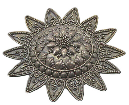 SUARTI BALI 925 Silver  Vintage Ornate Detail Flower Motif Brooch Pin  BP7229