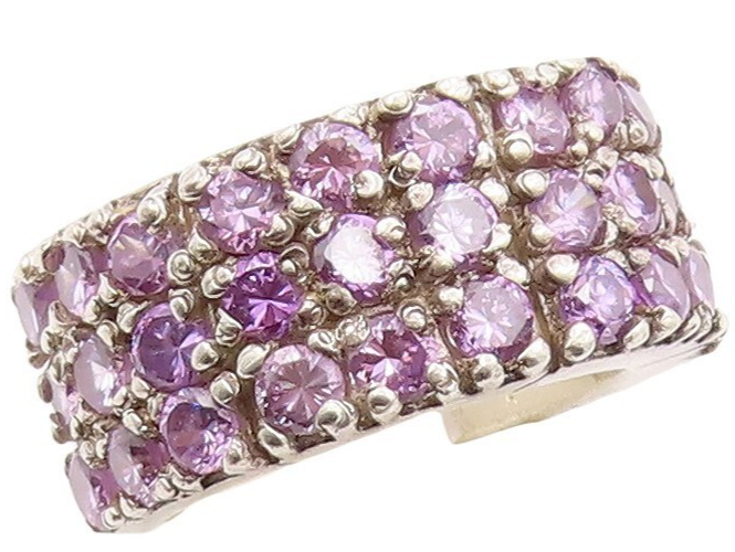 925 Sterling Silver Vintage Ring Solid Round Cut Amethyst Bands  Sz 7  RG31093