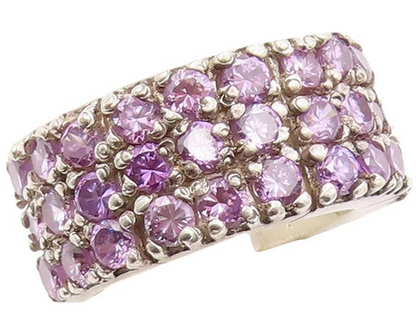 925 Sterling Silver Vintage Ring Solid Round Cut Amethyst Bands  Sz 7  RG31093