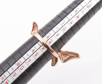 925 Sterling Silver Vintage Ring Gold Plated CZ Butterfly Band  Sz 8.5  RG33566
