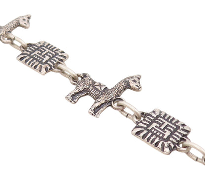 925 Sterling Silver Vintage Bracelet Antique Dark Tone Camel & Man Face  BT11309