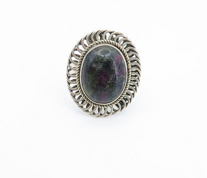 925 Sterling Silver  Vintage Cabochon Cut Jasper Cocktail Ring Sz 8  RG7848
