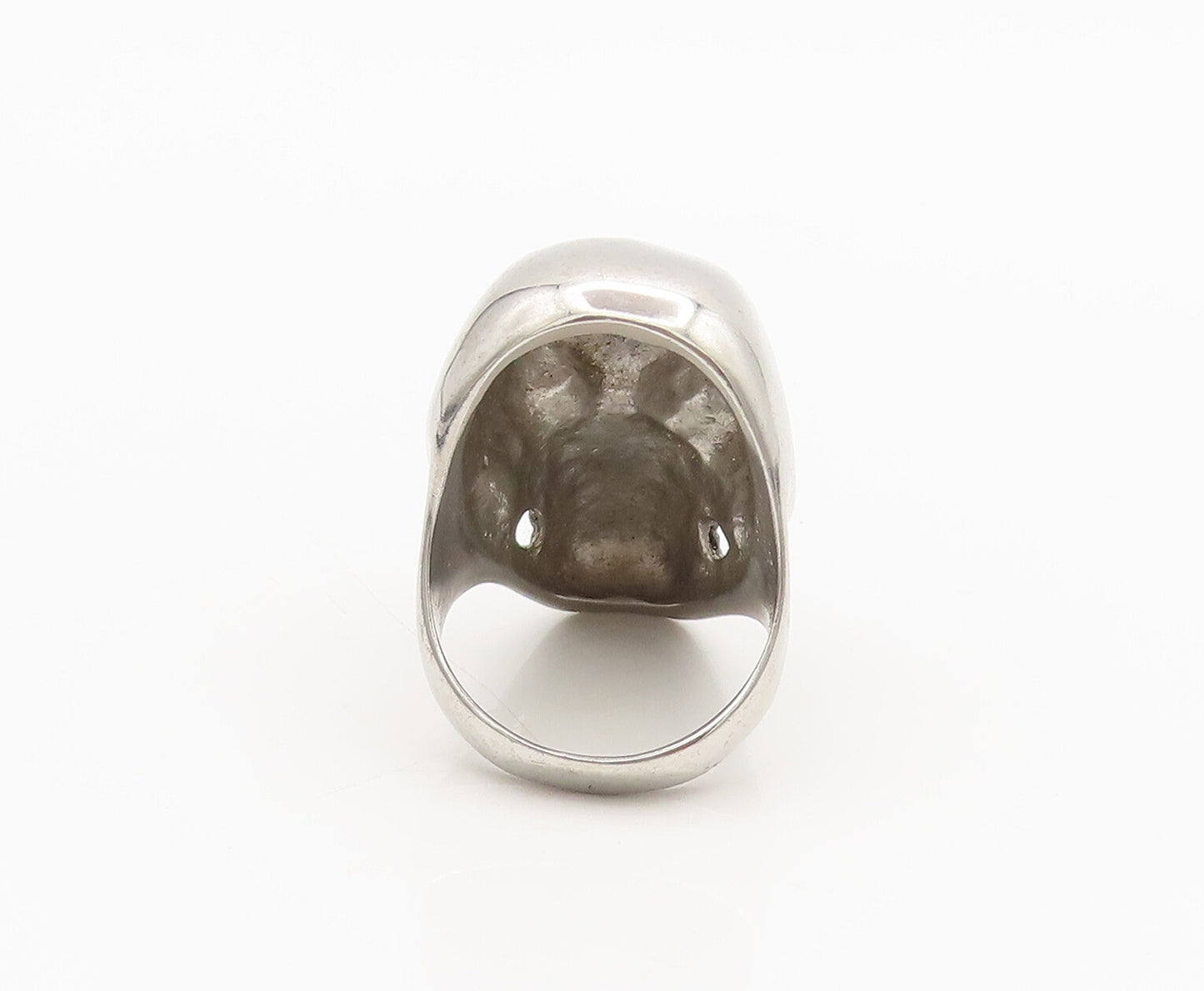 925 Sterling Silver  Vintage Heavy Carved Skull Biker Ring Sz 13.25  RG26844