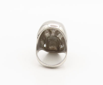 925 Sterling Silver  Vintage Heavy Carved Skull Biker Ring Sz 13.25  RG26844