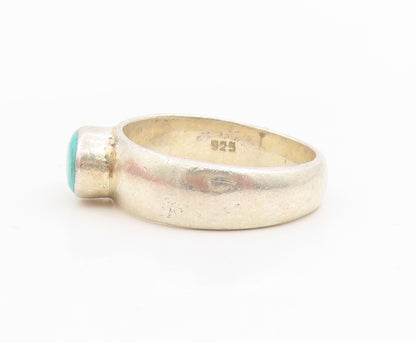 925 Sterling Silver Vintage Ring Classic Cabochon Turquoise Band  Sz 11  RG34890