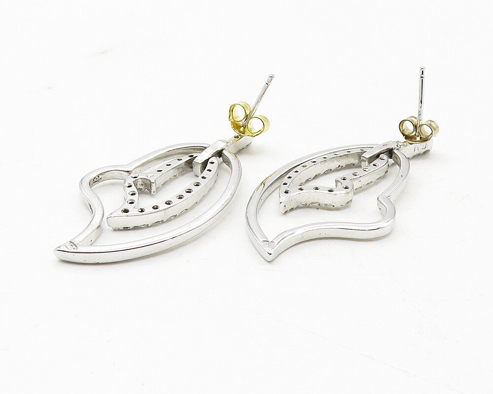 925 Sterling Silver  Shiny Topaz Open Love Hearts Dangle Earrings  EG6297