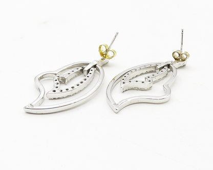 925 Sterling Silver  Shiny Topaz Open Love Hearts Dangle Earrings  EG6297