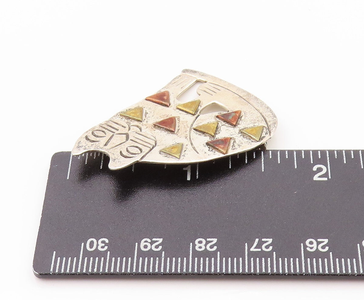 925 Sterling Silver Vintage Brooch MEXICO Big Fat Old Cat Cutout  BP11613