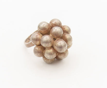 MEXICO 925 Silver  Vintage Beaded Grape Stack Solid Ring Sz 7.5  RG26880