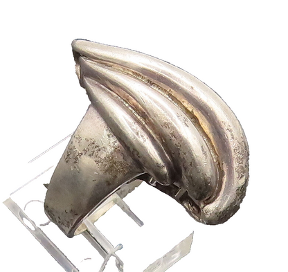 925 Silver Vintage Ring Minimalist Solid Carved Swirly Wing Sz 7.5  RG27565