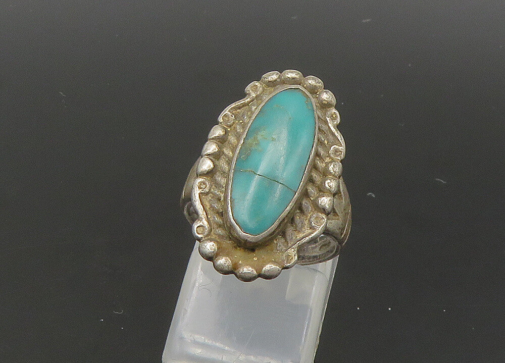 925 Sterling Silver Vintage Turquoise Cocktail Ring Sz 5 RG22156