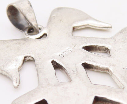 925 Sterling Silver Vintage Pendant Celtic Cutout Interlocked Swans  PT23573