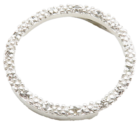 925 Sterling Silver  Genuine Diamonds Shiny Open Circle Pendant  PT10371