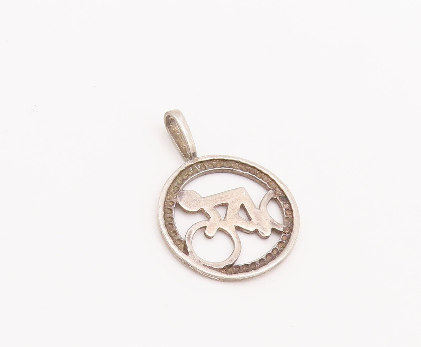 925 Sterling Silver Vintage Pendant Bicycle Touring Club Of NJ Logo  PT22701