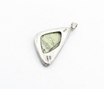 MEXICO 925 Sterling Silver - Vintage Minimalist Jasper Drop Pendant - PT4472