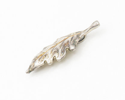 925 Sterling Silver - Vintage Shiny Single Floral Leaf Brooch Pin - BP6780