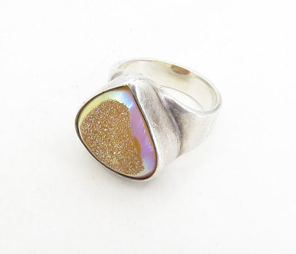 STARBORN 925 Silver - Vintage Metallic Druzy Stone Cocktail Ring Sz 7 - RG8754