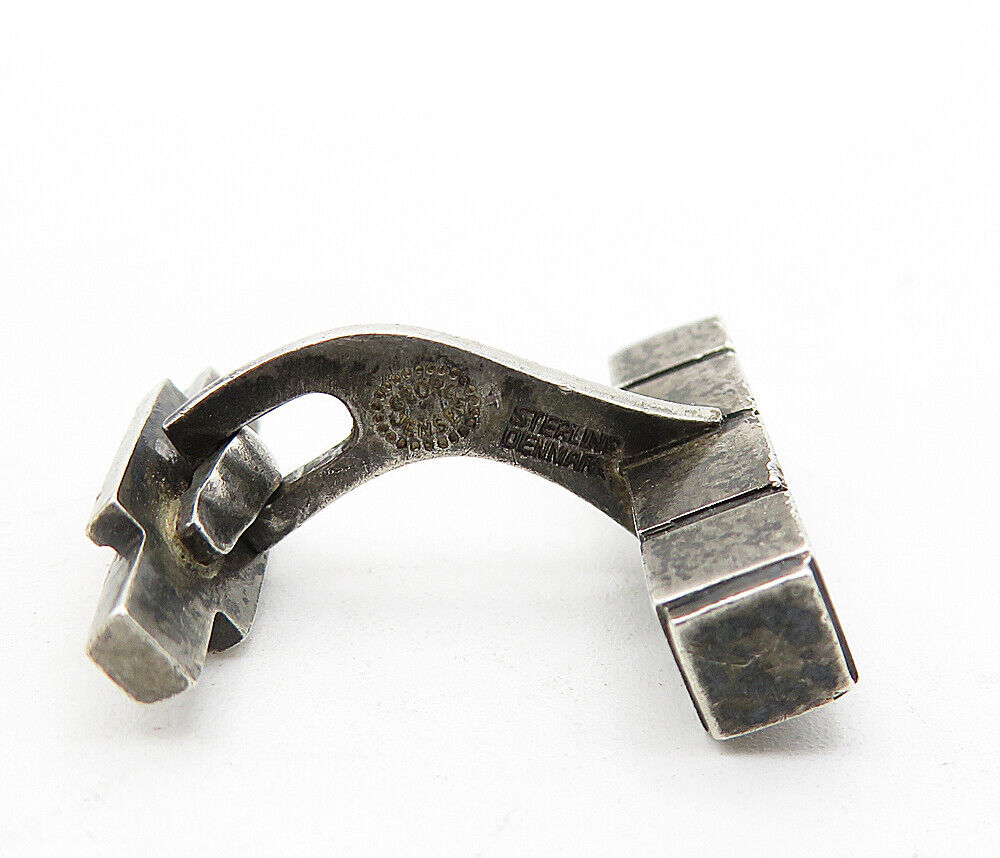 GEORG JENSEN 925  Silver - Vintage Oxidized Square Block Cuff Links - TR1160