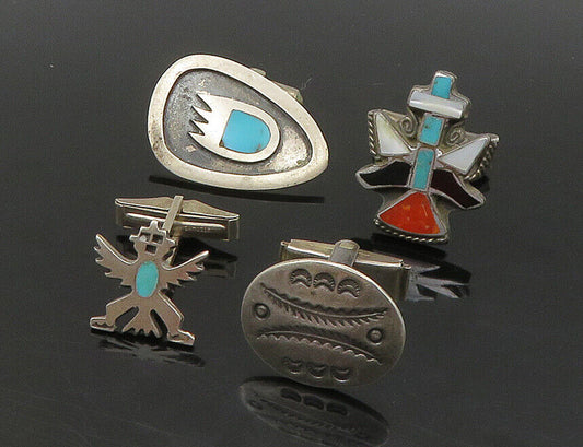 ZUNI NAVAJO 925 Silver - Vintage Multi-Stone Lot Single Cufflinks - TR3146